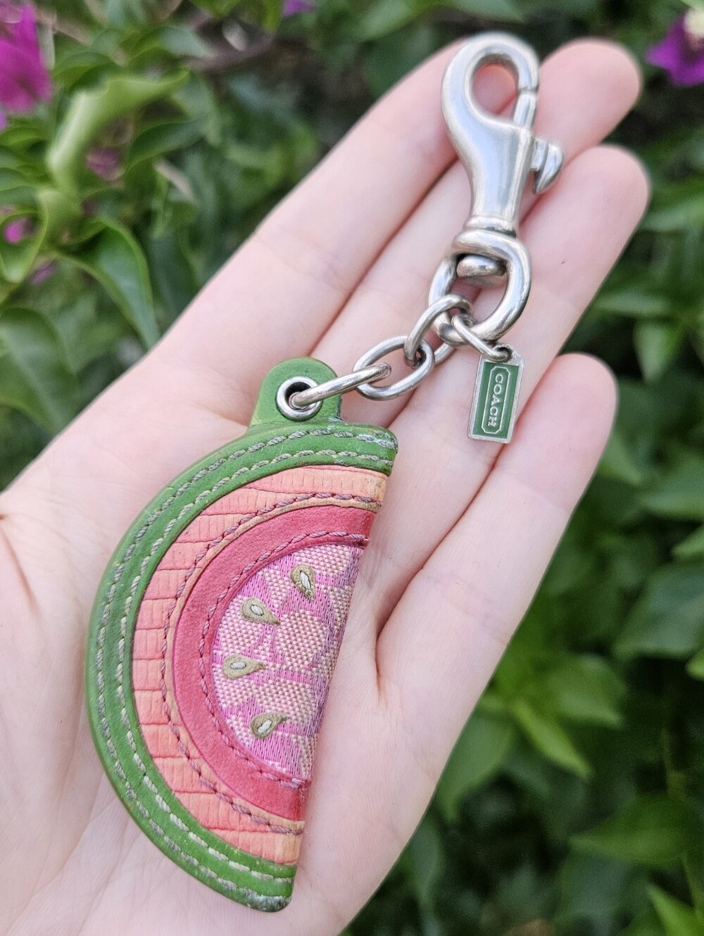 Rare Coach Watermelon Slice Bag Charm Keychain Pink Green Signature C Y2K